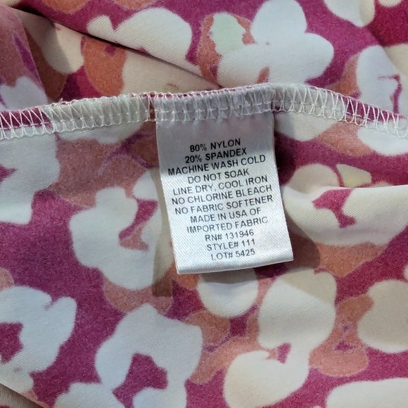 June Connally V neck pink white floral abstract above knee summer dress Size M - Picture 10 of 12